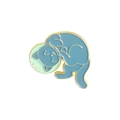 Cute enamel cat and fishbowl brooch with light blue finish and gold metal details - Cat Looking at Fishbowl Style (XZ3688)