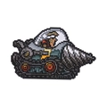 Retro pixel art enamel pin featuring dwarf characters and a colorful tank vehicle - Pixel Tank Style (XZ9683)