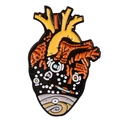 Broche en émail cœur anatomique avec design cosmique nébuleuse orange et jaune - Xz2197