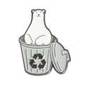 Cute polar bear in recycle bin enamel pin, white and grey space theme cartoon brooch - Polar Bear in Recycle Bin Style (xz4418)