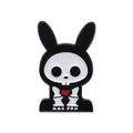Broche gothique en émail forme de crâne de lapin noir avec petit cœur rouge - Style Squelette de Lapin (XZ9694)