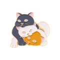 Cute enamel cat pin with black white and orange kittens in golden finish - Three Layered Cats Style (xz4990)