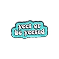 Enamel brooch pin featuring 'yeet or be yeeted' text on a mint blue cloud background - yeet or be yeeted (XZ4841)