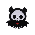 Broche squelette de chauve-souris gothique avec paillettes bleues et coeur rouge - Style Squelette de Chauve-souris (XZ9696)