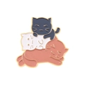 Cute stacked cartoon cats enamel pin with gold finish and vibrant blue, white, pink colors - Stacked Cats Blue White Pink Style (xz4994)