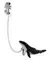 Astronaut and glittery whale brooch pins connected by silver chain for denim jackets - Astronaut And Whale Starry Sky Style (xz804)
