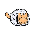 Cute cartoon orange cat curled in white rice ball enamel brooch metal badge pin - Ginger Cat in Rice Ball Style (xz4448)