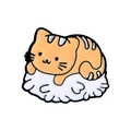 Cute orange cat sushi enamel pin badge with polished gold metal plating details - Ginger Cat Sushi Style (xz4449)