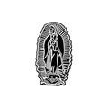 Minimalistische schwarz-weiße Madonna von Guadalupe Emaille-Pin aus poliertem Metall - Unsere Liebe Frau von Guadalupe Muster (QHXZ842)
