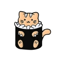 Cute orange cartoon cat sitting in a black sushi roll enamel pin badge accessory - Sushi Roll Ginger Cat Style (xz4452)