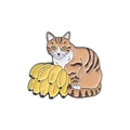 Cute cartoon orange cat with yellow bananas enamel pin badge on white background - Cat with Bananas Style (xz5575)