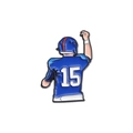 Cartoon American Football Spieler Emaille Pin mit blauem Trikot Nummer 15 und Helm - Blauer Nummer 15 Footballspieler Stil (QHXZ986)