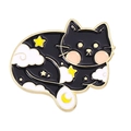Cute black cat enamel pin with golden moon and star patterns for space lovers - Starry Sky Black Cat Style (xz6632)