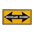 Yellow enamel pin with black arrows and 'CHOOSE OPTIMISM' quote for daily inspiration - CHOOSE OPTIMISM (XZ6622)