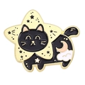 Cute black cat enamel pin with gold plating and star moon charm accessory - Moon Black Cat Style (xz6636)