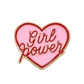 Pink heart enamel pin featuring red Girl Power lettering and gold metal plating - Girl power (XZ7333)