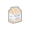Cartoon-Milchkarton-Anstecknadel mit 'CS Student Tears' Text in cremigem Gelb - Informatik-Stil (QHXZ1101)