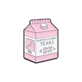 Pink milk carton enamel pin with Business Student Tears text and upward arrow icon - Business Student Tears - Pink (QHXZ1105)