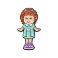 Spilla in smalto bambina dei cartoni animati con capelli arancioni e vestito verde - Stile Capelli Arancioni Vestito Verde (QHXZ1094)