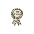 Broche médaille classique en émail noir et or avec texte Stay Golden et petits motifs - Style Médaille Stay Golden (QHXZ1233)
