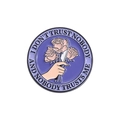 Gothic purple enamel pin with roses and knife featuring I Don't Trust Nobody text - Hand Holding Rose Round Badge (QHXZ1349)