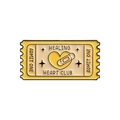 Épinglette émaillée en forme de timbre avec cœur guérisseur et style ticket de cinéma - Style Healing Heart Jaune (QHXZ1453)