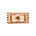 Pin's créatif en émail orange en forme de ticket avec slogan Admit One - Style Mental Breakdown Orange (QHXZ1454)