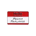 Enamel brooch with Regina Phalange name tag design and Hello My Name Is text - REGINA PHALANGE (QHXZ1434)