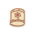 Spilla in smalto dorato con motivo a sole e decorazioni floreali in terracotta - Stile stemma solare (QHXZ1636)