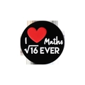Spilla creativa in smalto nero a tema matematica con testo I Love Maths Forever - Stile Radice Quadrata 16 Amore Matematico Per Sempre (QHXZ2189)