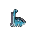 Blue dinosaur enamel pin with Herbivore text and glass water pipe design - Blue Long-necked Dinosaur with Water Pipe (QHXZ2129)