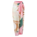 Floral print wrap skirt with pink waist tie and abstract petal pattern for women - Y88 Skirt No.1 Pink Floral