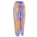 Detailed view of purple floral print wrap sarong with elegant side tie and sheer chiffon fabric - Y88 Purple Yellow Floral Skirt