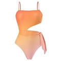 Détail d'un maillot de bain dégradé avec découpe latérale et lien à nouer chic - S / Dégradé n°1