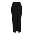 Elegant black high-waisted skirt with twist knot detail and stylish front long slit - S / Bottoms / Black (Y123 Black Skirt)