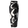 High-waisted black and white abstract print sarong wrap with side tie for women - Y167 Black Skirt / One Size