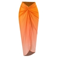 Vibrant orange gradient wrap beach skirt with twist waist detail and asymmetric slit - S / Bottom (Y177) / Yellow