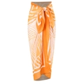 Three-piece bikini set with orange palm print sarong wrap skirt for beach wear - One Size / Beach Dress / Yellow