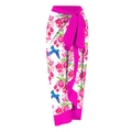 White wrap beach skirt with tropical fuchsia floral and blue hummingbird print - One Size / Bottoms / Rose Red