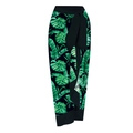 Women's black wrap sarong with green tropical leaf print and wide waist ties - One Size / Bottoms / Black Green
