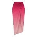 Pink gradient beach sarong wrap skirt with twist knot detail and side slit design - XL / Bottoms / Rose Red