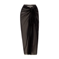 Long black sheer chiffon sarong wrap with tie waist for beach swimwear cover-up - One Size / Bottom (Y127) / Black