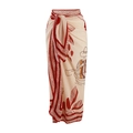 Chic beige sarong with red Greek key and tropical leaf prints for beach vacation - Y187 Red Dress / One Size