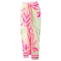 Vibrant pink and yellow tropical floral sarong with classic Greca border pattern - Y187 Rose Pink Dress / One Size