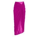 Eleganter fuchsiafarbener Bade-Rock mit hohem Schlitz und asymmetrischer Taillenfaltung - Y189 Rosarotes Kleid / S