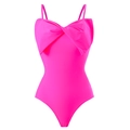 Hot pink one-piece swimsuit featuring a stylish front knot detail and slim shoulder straps - Y209 Rose Pink / S