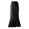 Elegant black mesh sarong with ruffled edges and asymmetrical hem for beachwear - One Size / Bottoms / Black