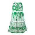 Three-piece bikini set with green tropical print maxi skirt and mesh details - One Size / Beach Dress / Green