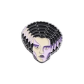 Épingle en émail de la Fiancée de Frankenstein en noir et lavande pour fans d'horreur - Portrait de Femme Cheveux Monochromes (QHXZ624)