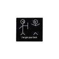 Spilla quadrata in smalto nero con figure stilizzate e testo I've got your back - Stile Quadrato I've Got Your Back (QHXZ1871)